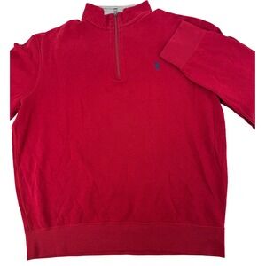 Polo Ralph Lauren Men Red Performance Quarter Zip Large Pullover Sweatshirt